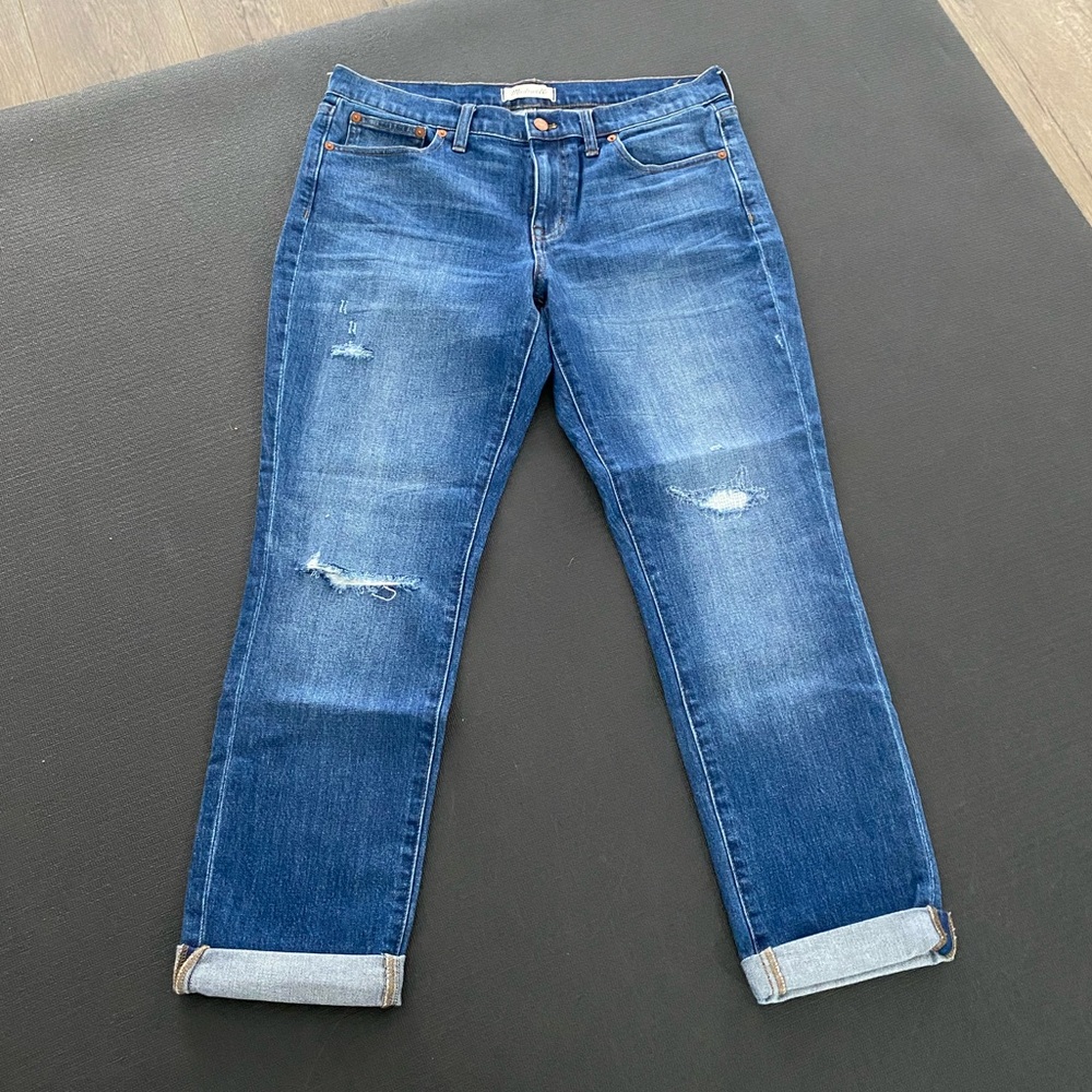 Madewell Slim Boyfriend Jean w/ distressed detail